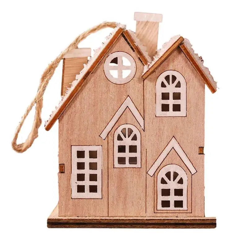 Lighted Christmas Houses Village Wooden Christmas Scene Ornament Decorative Glowing Miniature House Holiday Seasonal Decor