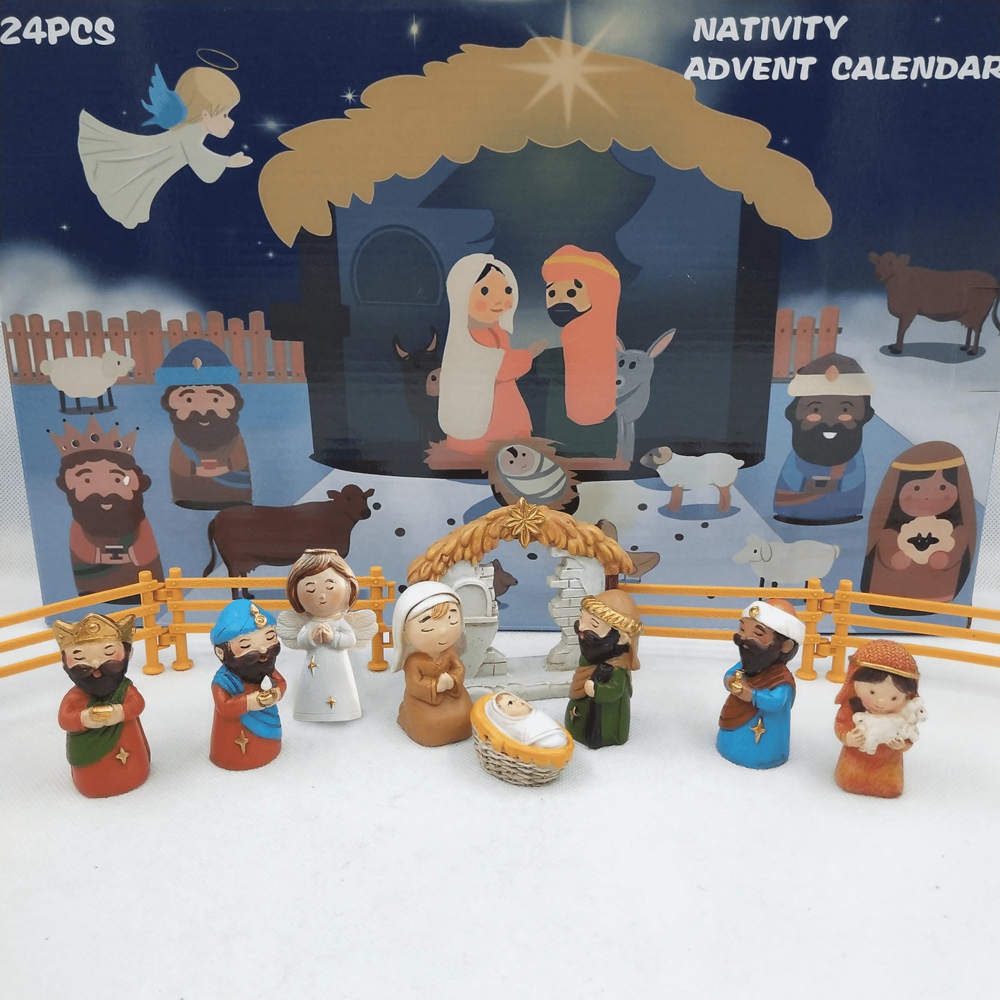 24pcs Christmas Advent Calendar Mini figurines, Nativity Scene Christmas Countdown Calendar Toys, Perfect Christmas Gifts