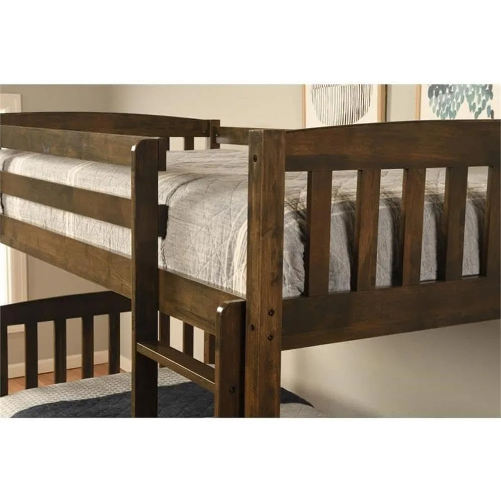 Bunk Bed, in Wood in Brown - Easy Assembly,No Necesita Somier,Wood Bunk Bed Frame