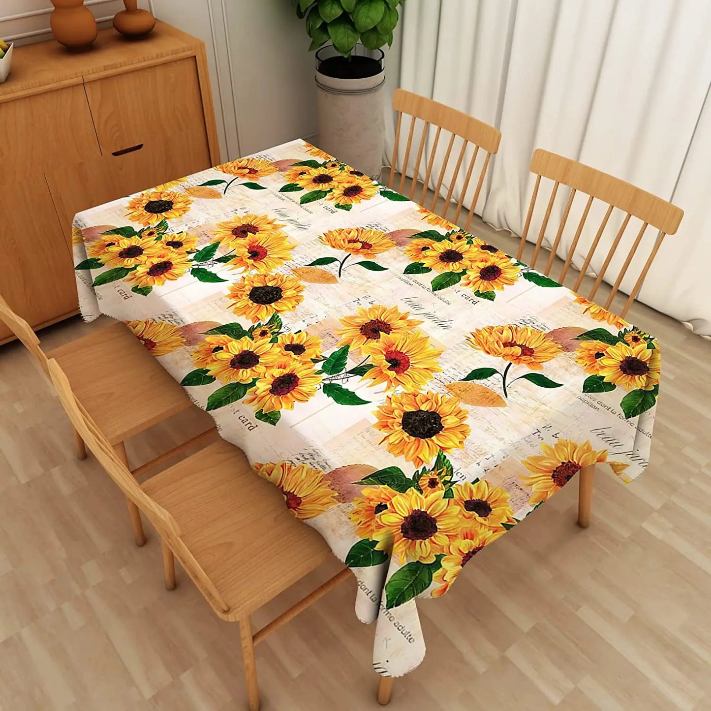 Sunflower Rectangle Tablecloth, Vintage Farmhouse Waterproof Durable Tablecloth for Home Kitchen Dining Room Outdoor Picnic Mat