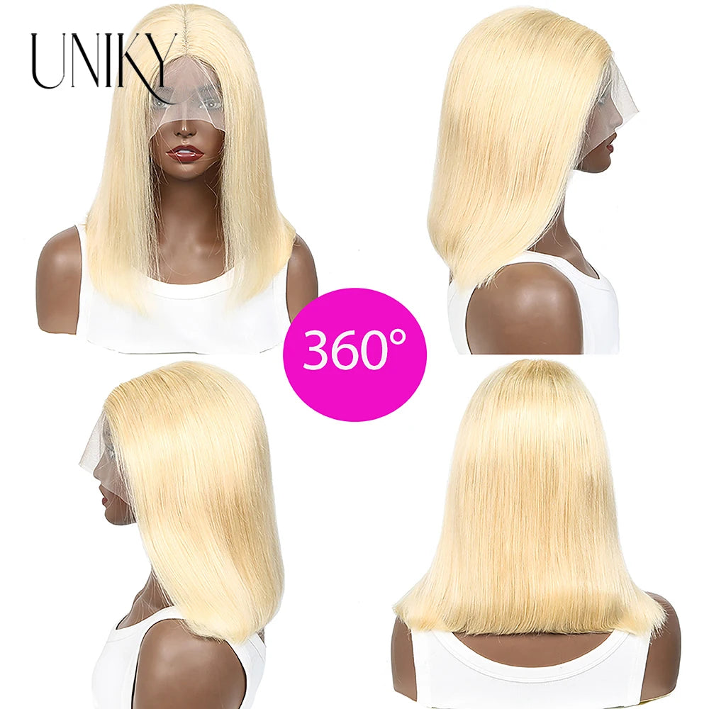 613 Blonde Wig T-Part Lace 613 Lace Front Wig Human Hair Pre Plucked with Baby Hair 180% Density Wigs for Women Blonde Bob Wig