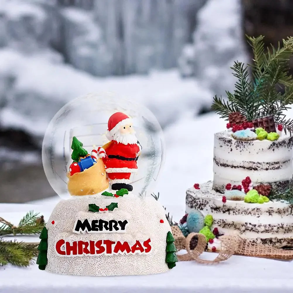 Glowing Christmas Santa Snow Globe Table Ornaments Electric Musical Snowman Crystal Ball Christmas Gift For Children