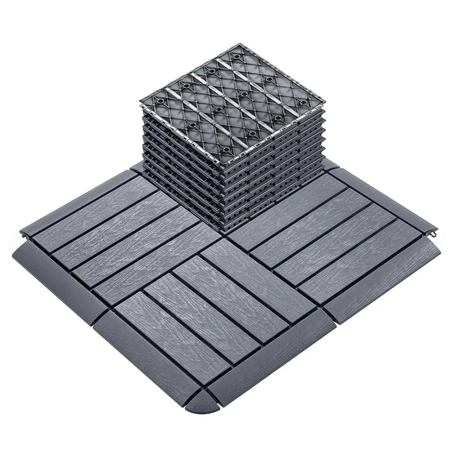 Garden flooring, 60 pack interlocking, with 32 transition edge kits 11.8 "x11.8" Patio tile waterproof outdoor, garden flooring