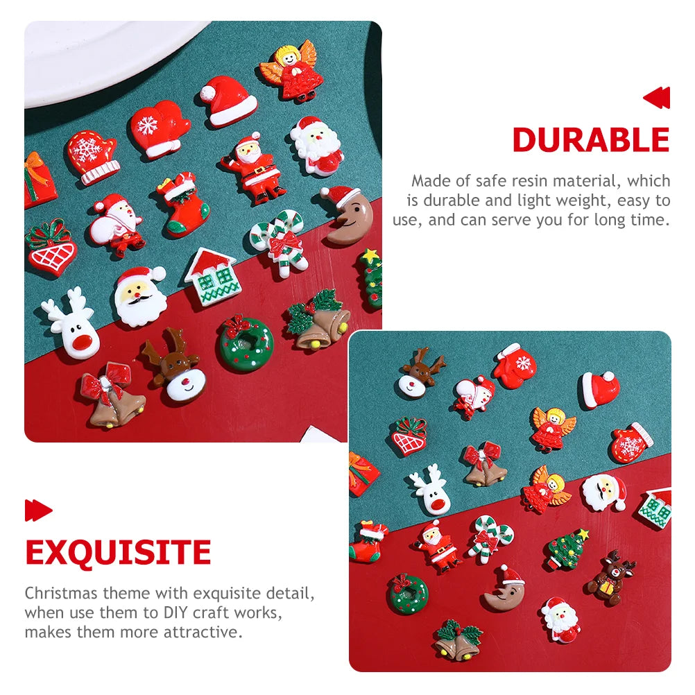 50 Pcs Charm Lucky Bag Resin Patch Christmas Tree Decorations DIY Crafts Embellishments for Phone Case Accessories