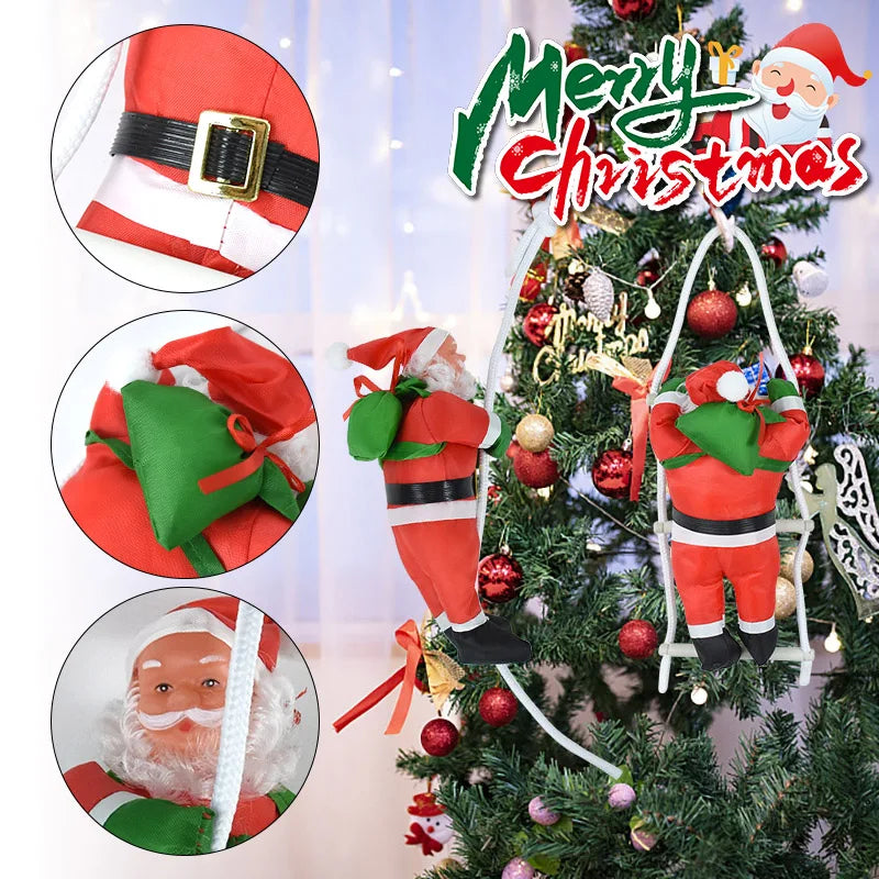 Christmas Ornaments Gift Climbing Ladder Santa Claus Christmas Tree Wall Hanging Pendants Climbing Rope Doll 2024 New Year Gift