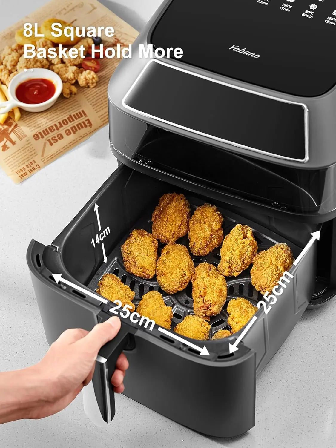 Yabano Air Fryer, 1700W 12 Programs 8L Multifunctional Digital Air Fryer, Dehydrator, Convection Oven, Grilling, Baking, Drying