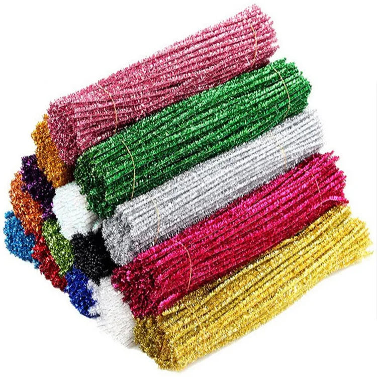 Gilter Chenille Stem Pipe Kids DIY Toys Christmas Handmade Material Chenille Sticks Cleaners Plush Strips Decoration 50/100pcs