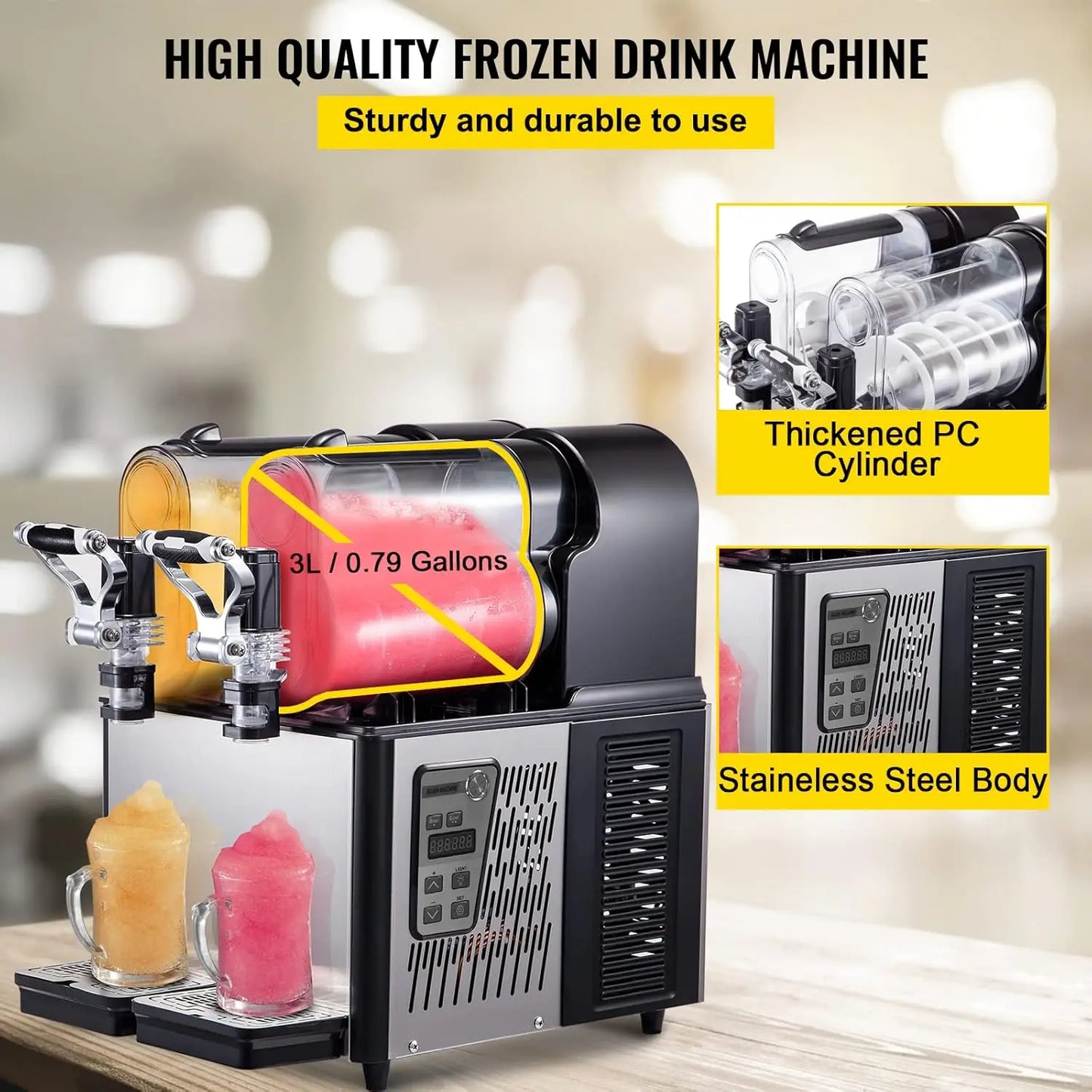 Slushy Machine, 3Lx2Tank Slushie Machine, 370W Frozen Drink Machine with Temperature Preservation, Slushy Maker Machine