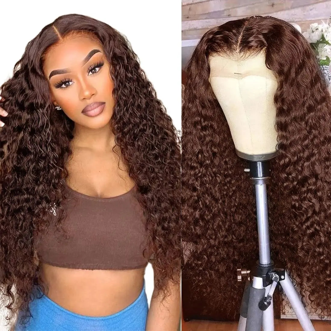 13x4 Chocolate Brown Lace Front Wigs 13x6 HD Transparent Lace Frontal Wig Colored Body Wave Human Hair Wigs For Women