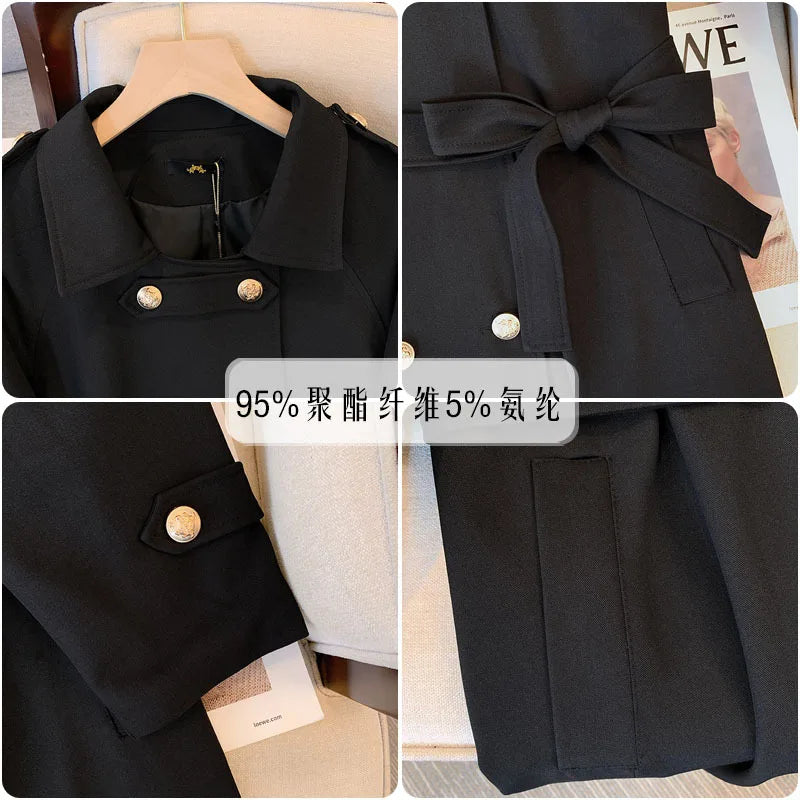 Plus Size Women Coats and Jackets Autumn Mid Length Trench Coat Korean Fashion Winter Clothes Women Belt Trench Coat 9xl 10xl