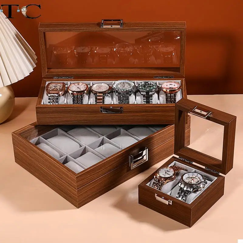 Wooden Jewelry Display Box with Cover Watch Bracelet Storage Display Box Watch Organizer Collection Box