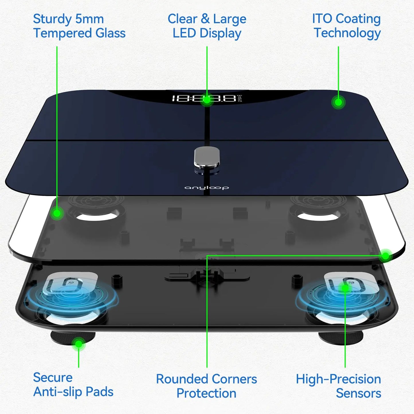 Smart Scale for Body Weight, Digital Scale with BMI, Body Fat, Muscle Mass 13-Measurement, Digital Bathroom Scale Data S