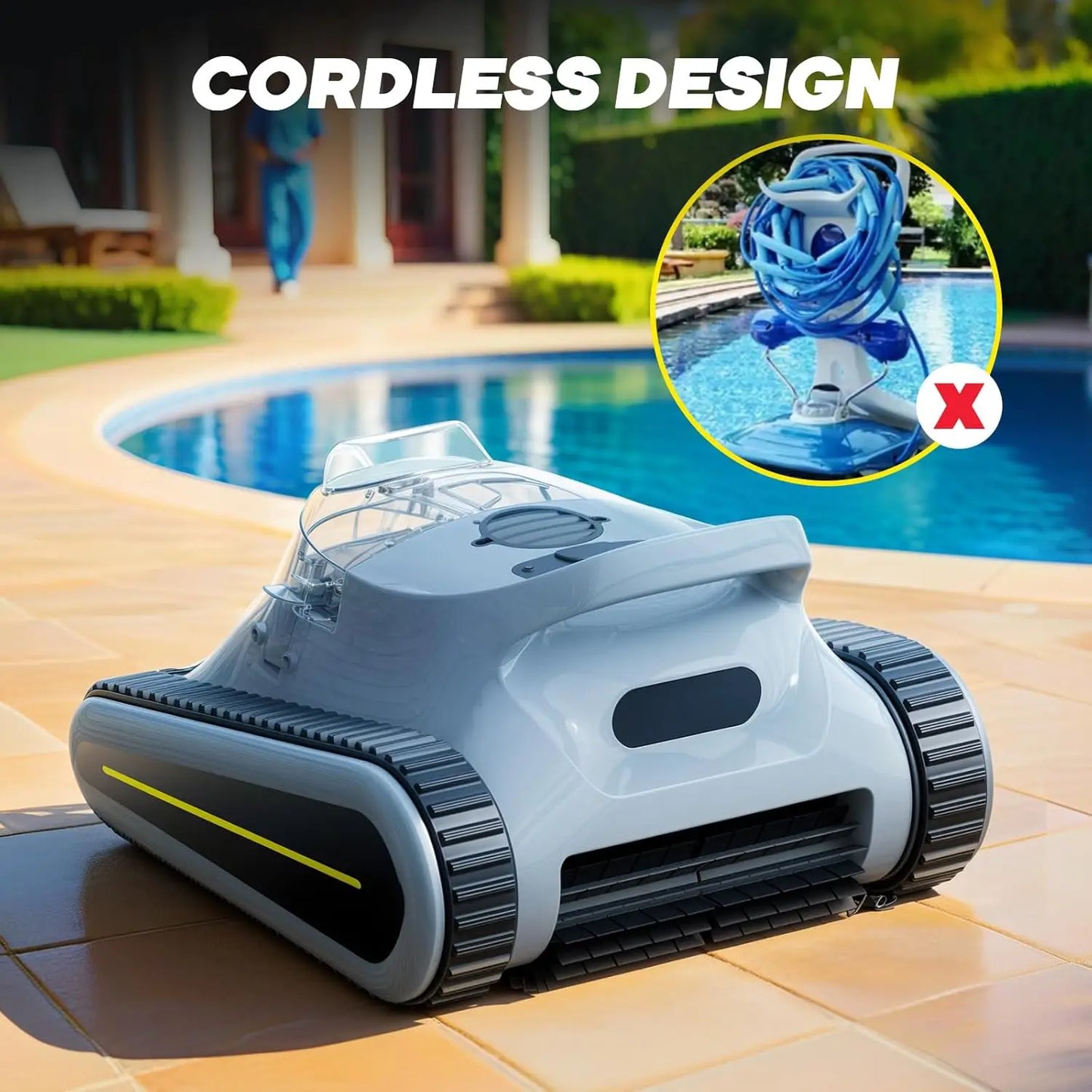 Vacuum, Wall-Climbing Robot, Automatic Pool Cleaner, Suitable for Walls and Floors of 1614 Square Feet Pool (Black)