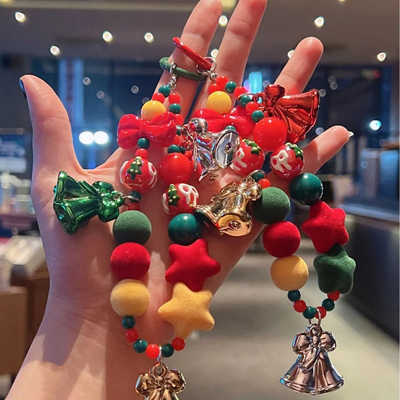 1PC Cute Christmas Series Lanyard For Phone Anti-Lost Bracelet For Mobile Phone Case Wrist Strap Car Keychain Phone Charm