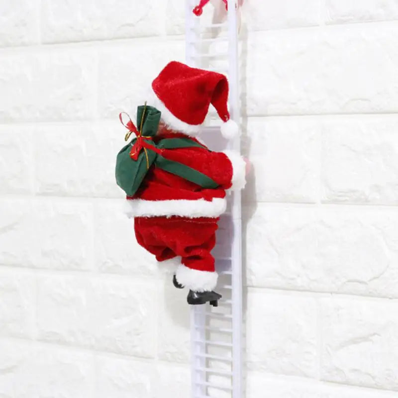 2024 Christmas Ornaments Gift Electric Climbing Ladder Music Santa Claus Doll Toys Decoration Merry Christmas Tree Hanging Decor