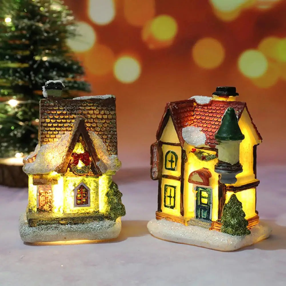 House Figurine Christmas Resin Wear Resistant Tiny Resin House Village Miniature Model   Xmas Decoration  for Wedding