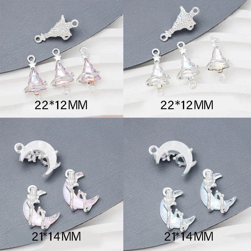 5PCS Stars Moon Christmas Tree Charms Alloy Pendant  For Jewelry Star Making Handmade Bracelet Necklace Diy Accessories