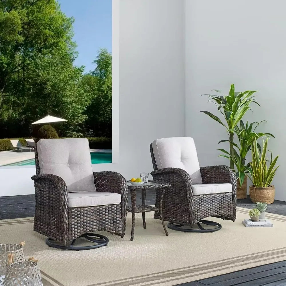 5-Piece Patio Furniture,All-Weather Rattan Swivel Chairs Bistro Set with Loveseat Coffee Table, Outdoor Wicker Conversation Set