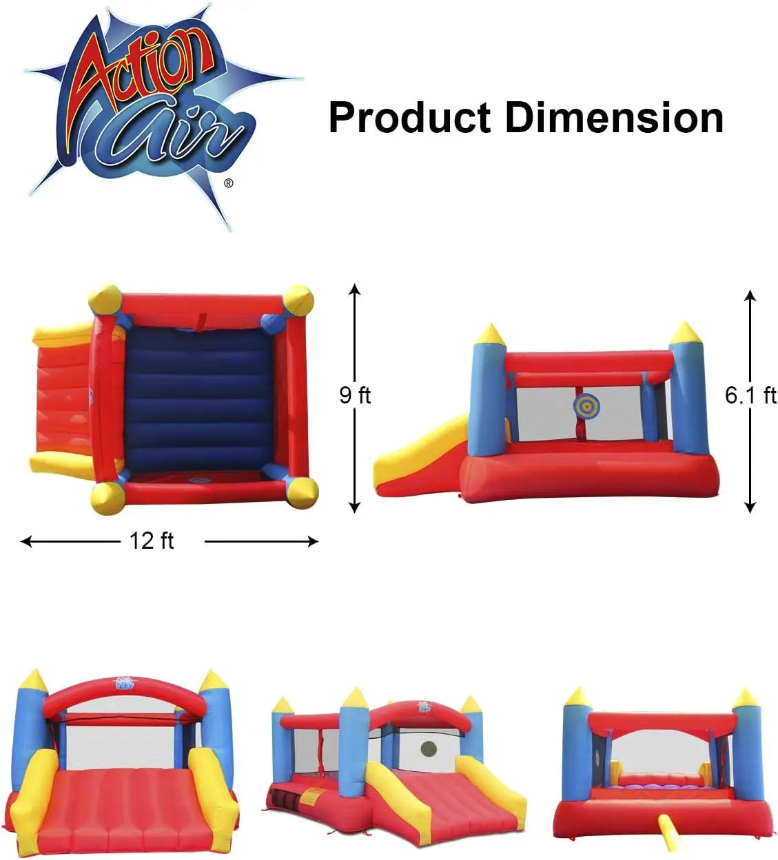 Bounce House, Inflatable Bouncer with Air Blower, Jumping Castle with Slide, Family Backyard Bouncy Castle, Durable Sewn