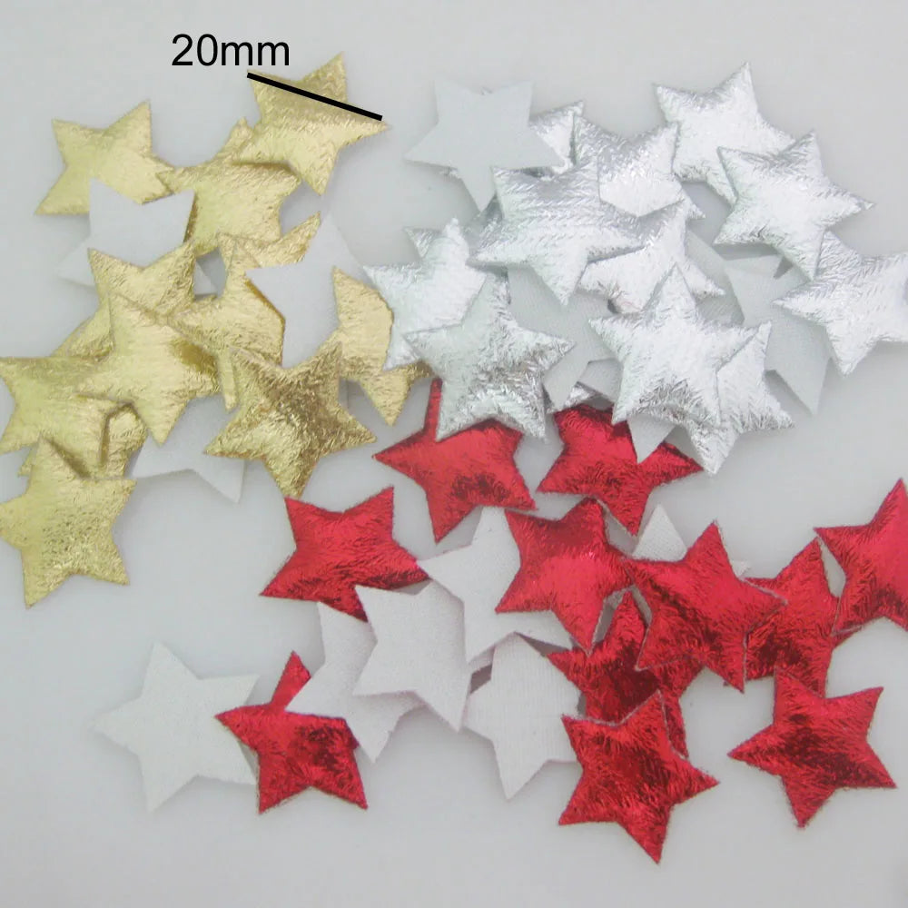 PANNWO 4 Sizes Available 50Pcs Padded Felt Star Appliques Christmas DIY Scrapbooking Craft Accessories