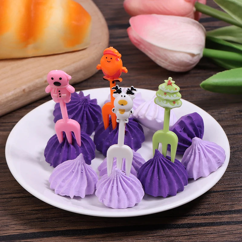 10Pcs Christmas Fruit Fork Food Pick Sliced Fruit Fork Plastic Mini Toothpick Cake Bento Lunch Forks Tool Accessories