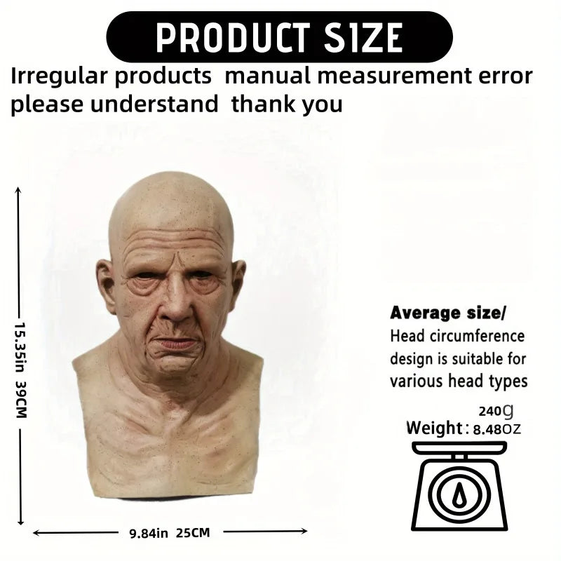 Real-Life Elderly Man Latex Mask: Hilarious Handsome, Perfect for Halloween April Fool's, Parties & Pranks - Durable Comfortable