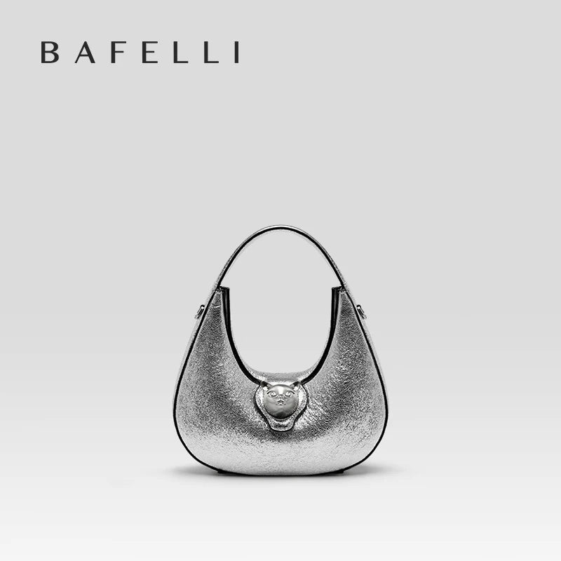 BAFELLI 2024 NEW WOMEN'S HANDBAG CAT SERIES GENUINE LEATHER LUXURY BRAND FASHION RETRO STYLE SHOULDER HOBOS FLAP BAGS FEMALE