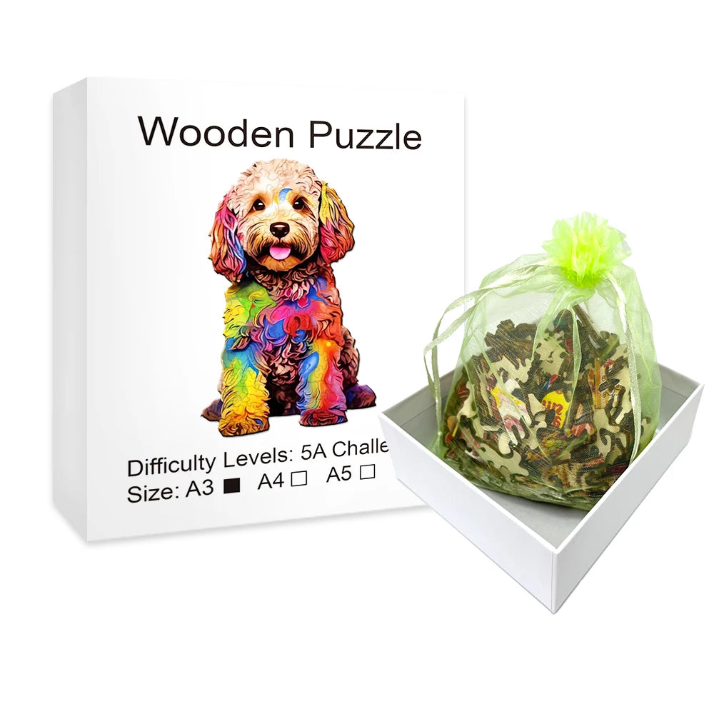 Animal Shaped Wooden Puzzles for Adults – A3 Jigsaw Puzzle with Unique Shapes – Family Games for Kids and Adults