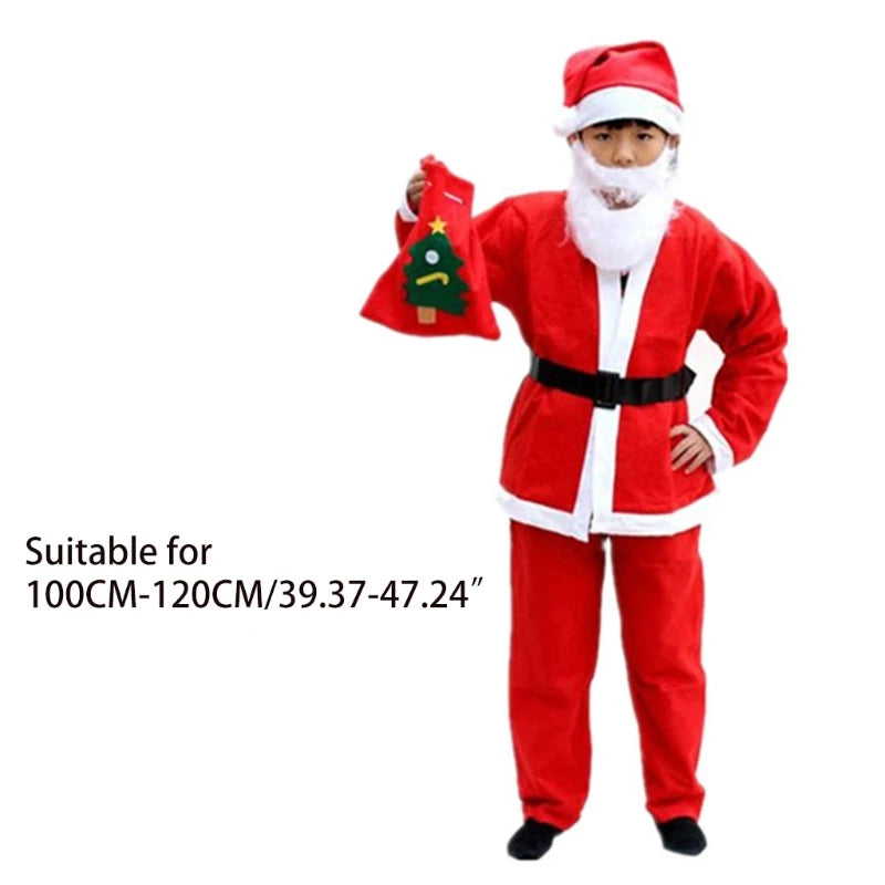 5pcs/Pack Kindergarten Girls Boys Christmas Outfit Long Sleeve Santa Romper Jumpsuit Pajamas Xmas Gift Clothes