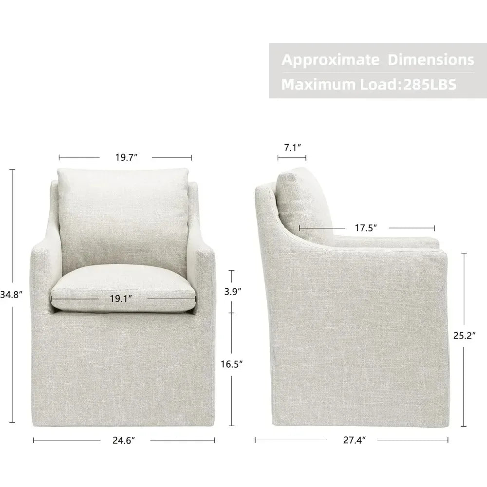 Sofa Chair, Accent Chair for Living Room,Single Sofa Chairs with 4 Casters,Upholstered Arm Chairs,Linen Accent Arm Dining Chair