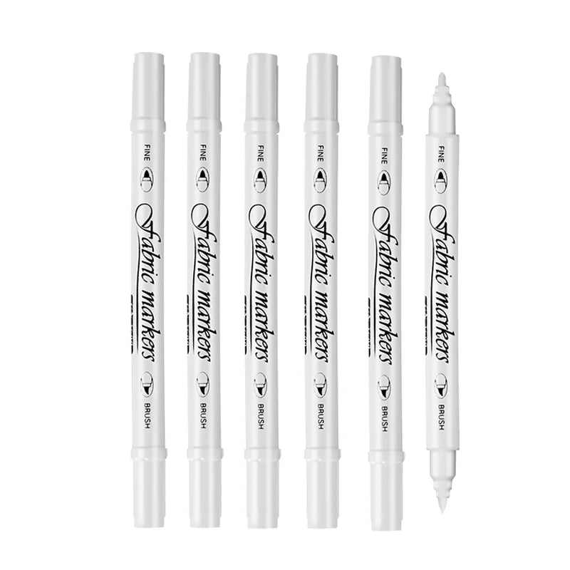 White Fabric Markers Pens Set, Dual Tip Permanent Fabric Art Paint Pens for T-Shirts Sneakers Canvas Bags Kids Adult Painting