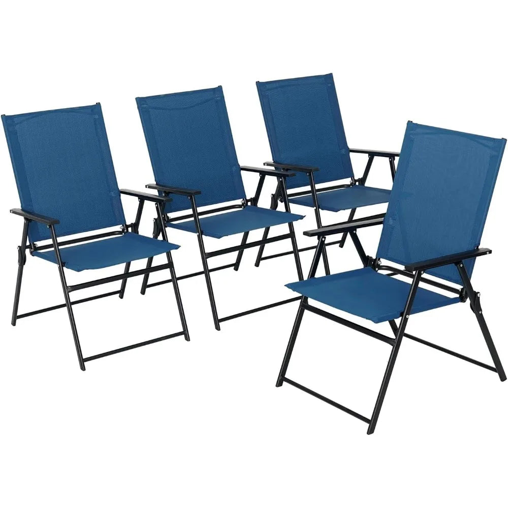 4 Pcs Patio Dining Chairs with Armrests Folding Outdoor Chairs Used for Camping Garden Backyard Pool Porch