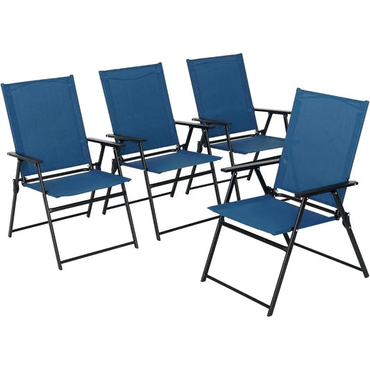 4 Pcs Patio Dining Chairs with Armrests Folding Outdoor Chairs Used for Camping Garden Backyard Pool Porch