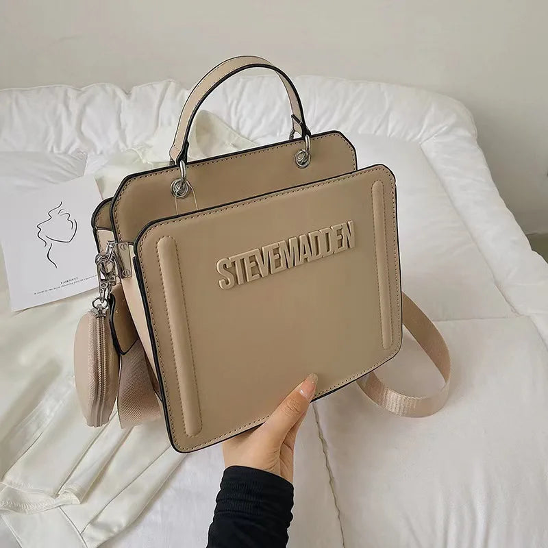 2024 New Trendy Handbags with Popular Lettering, Single Shoulder Bags, Solid Color Crossbody Bags