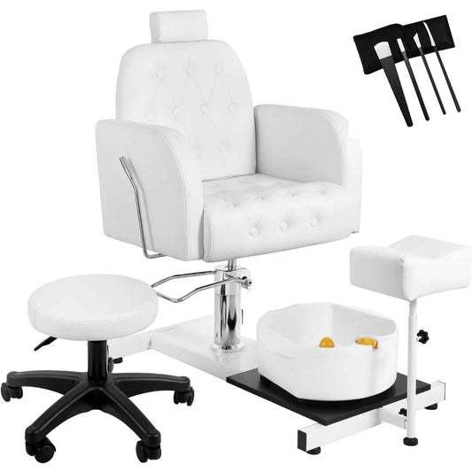 Reclining Pedicure Chair for Stool, with Foot Basin 360° Rotation Hydraulic Adjustable Pedicure Chair No Plumbing Unit Station