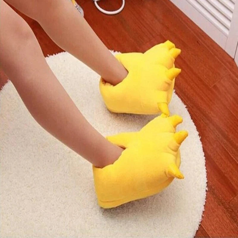 Winter Soft Warm Monster Dinosaur Paw Funny Slippers for Men Women Kids Parent-child Home House Slipper Shoes Room Cotton Shoes