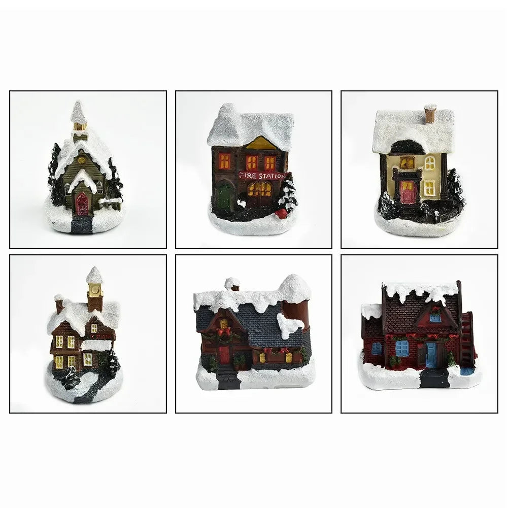 Brightness LED Light Up Small Village House Scene Christmas Decor Ornament Christmas Household/Wedding/Party Decoration-Supplies