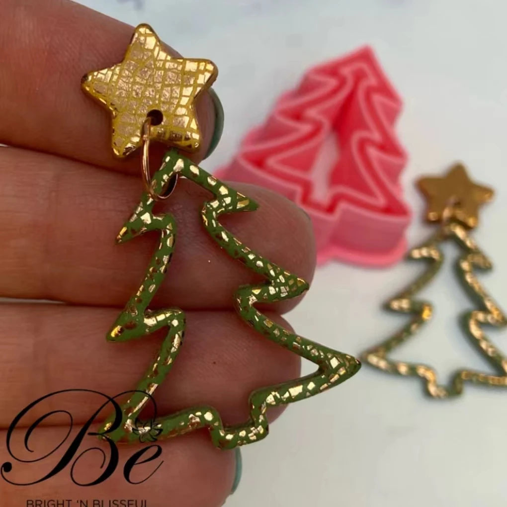 Clay Cutter Shape Christmas Tree Set 3 parts | Unique Shape | Polymer Clay Earring Cutters | UK | Clay Tools | Earring Cutters