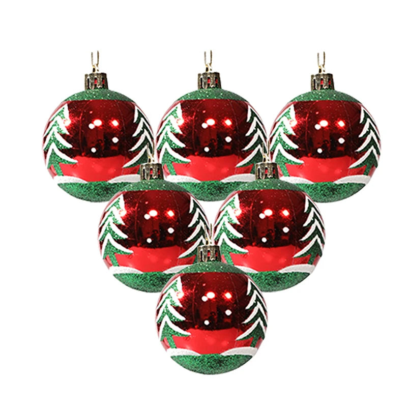 6Pcs 6CM Snow Christmas Balls Pendants For Christmas Tree Decoration Party Hanging Ornaments Xmas Navidad Decor