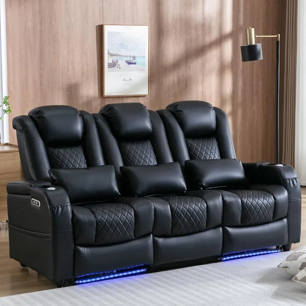 Reclining Sofas, Touch Reading Lights, Lumbar Pillow, Tray Table, Center Drop Down Console, Movie Theater Recliner Sofas