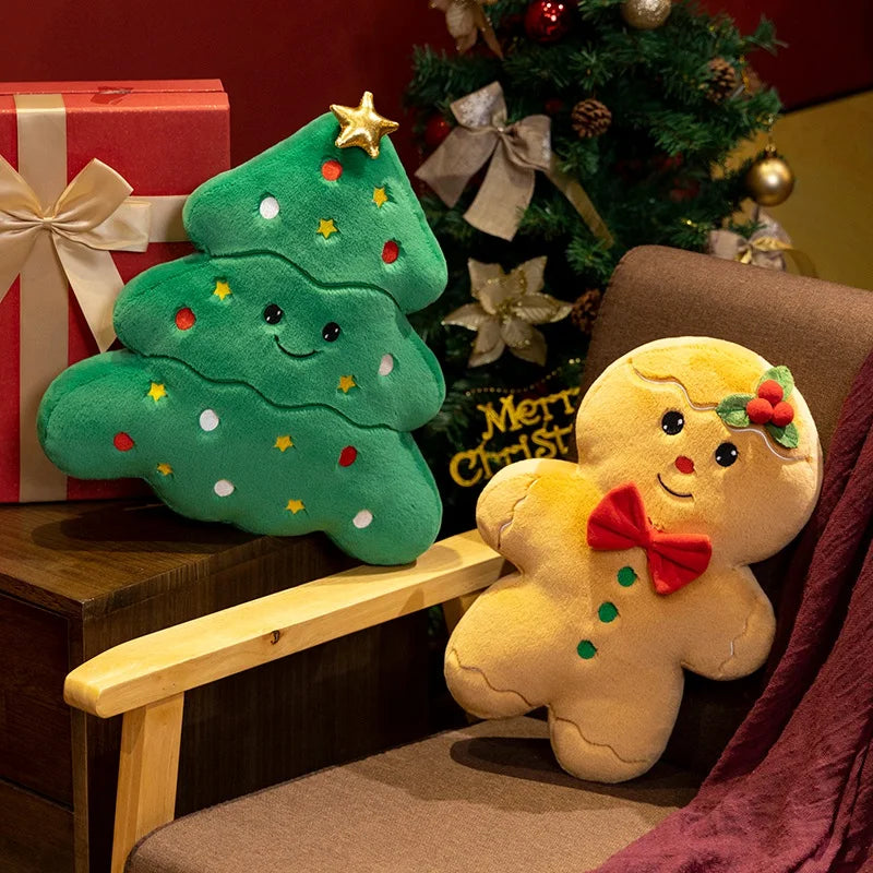 Creative Cookie House Christmas Tree Snowman Gingerbread Man Plush Toys Pillow Soft Stuffed Cute Birthday Gifts Xmas Present