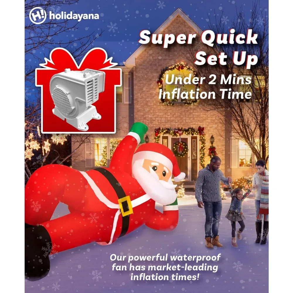 Christmas Inflatables Large 10 ft Lounging Santa - Inflatable Outdoor Christmas Decorations Blow Up X-mas Decorations