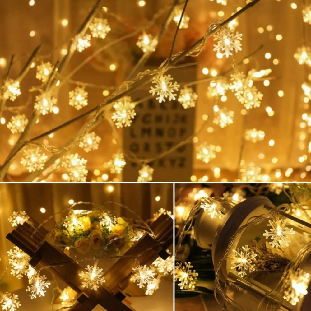 Solar String Lights Outdoor Christmas Snowflake Lights With 8 Modes Waterproof Solar Powered Patio Light For Garden Party Decor