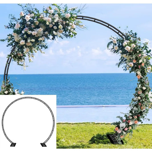 Wedding Arch for Ceremony, Metal Balloon Arches Backdrop Stand with Base for Party Supplies, Climbing Plant, Round Frame