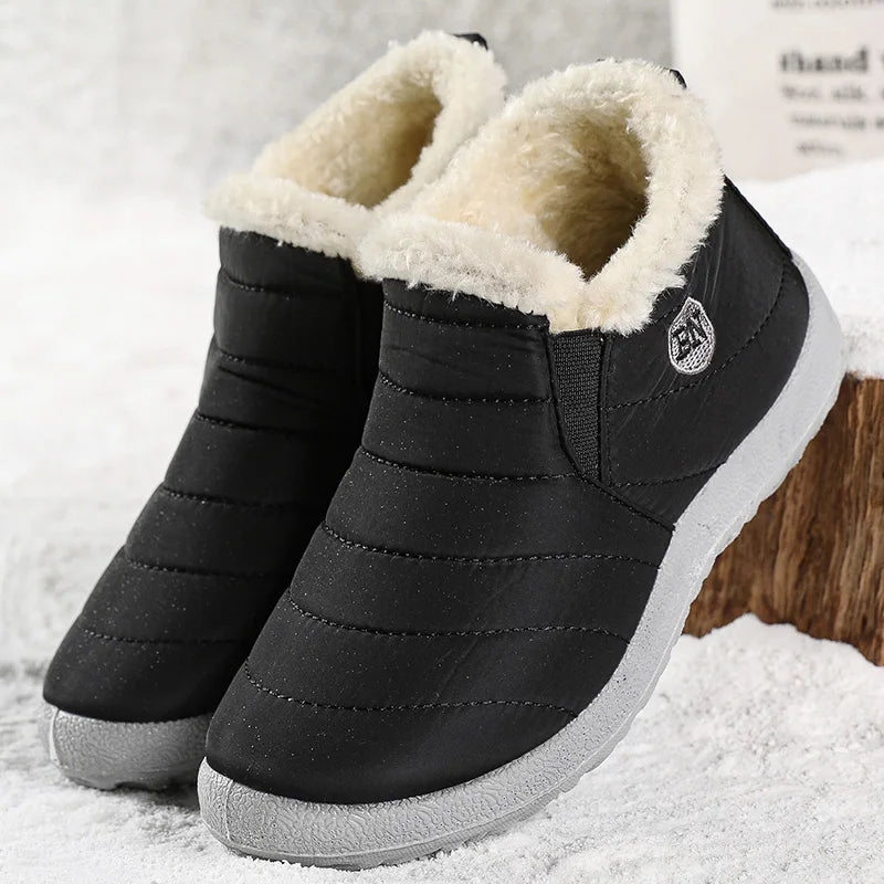 Women's Winter Boots Lightweight Fur Boots For Women Ankle Winter Shoes Women Snow Boots Waterproof Winter Footwear Female Black