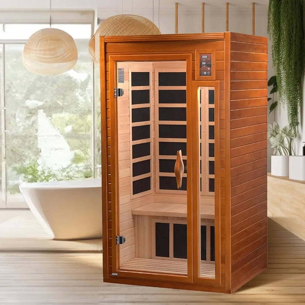 Sauna room with Bluetooth capability and 2 dynamic speakers for up to 2 People Music System Home Sauna with Infrared Lighting