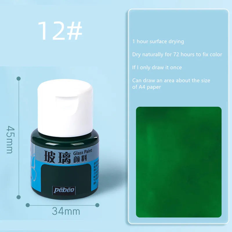 Waterproof Glass Paint 20ml Transparent Sun-Resistant Glass Acrylic Paints For Painting Aquarela Art Supplies