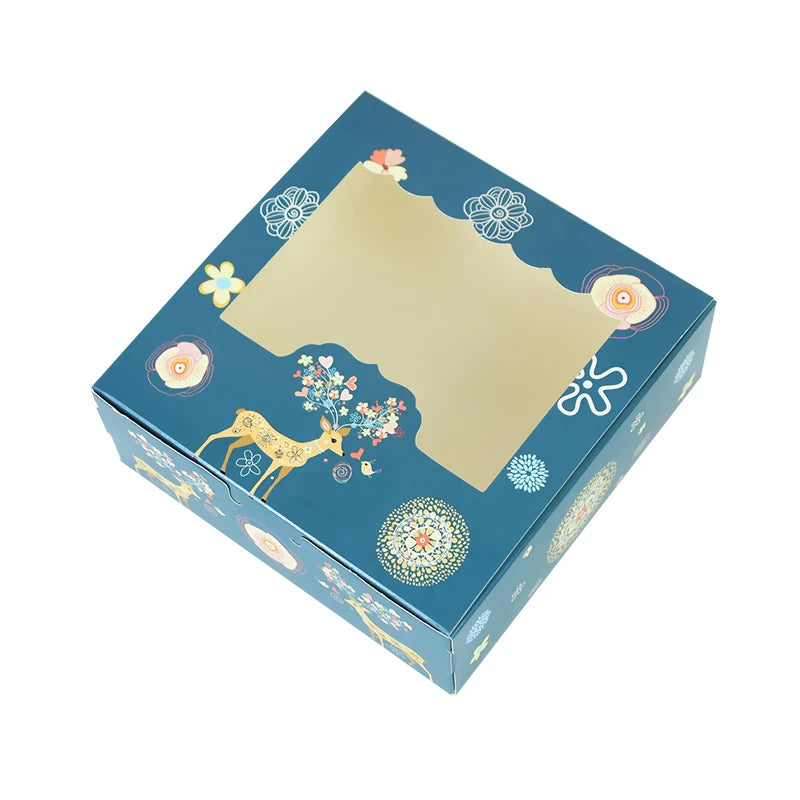 10/5Pcs Christmas Cookie Box with Window Candy Chocolate Biscuit Packaging Boxes Xmas Gift Wrapping New Year Party Treat Box