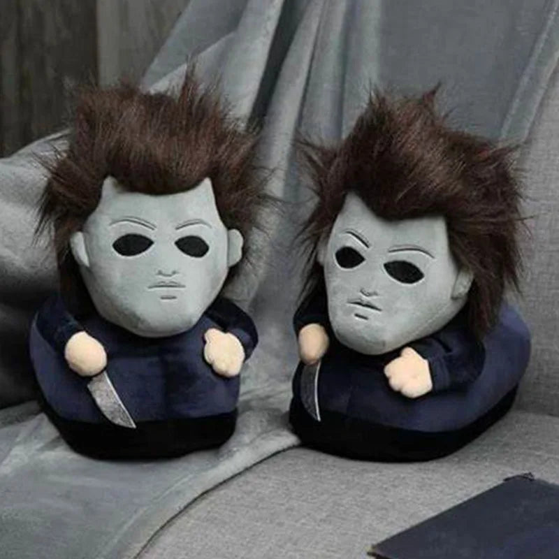 Highland Cow Halloween Michael Myers Chucky Plush Slippers Horror Ghostly Black Lord Devil Rabbit House Shoes Soft Funny Slipper