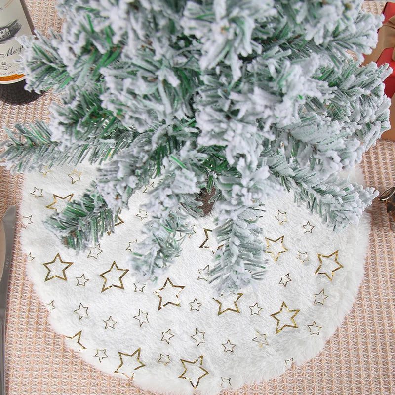 1PC Mini Gold Snowflake Tree Skirt Desktop Christmas Tree Base Decoration Tree Skirt Ornament